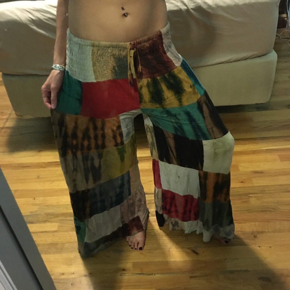 Handmade patched hippie bell bottom pants